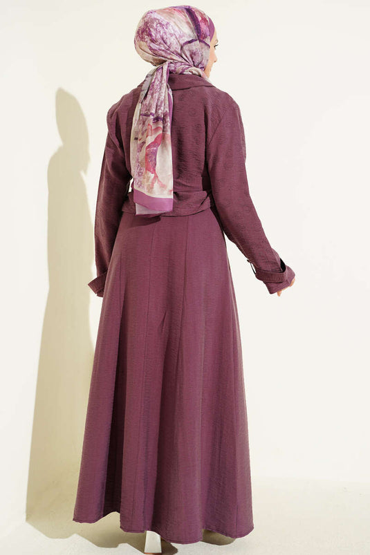 Ensemble robe en tencel avec ceinture et fermeture à glissière, couleur vieux rose