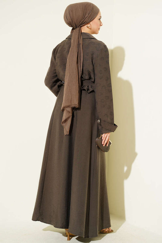 Tencel Pinafore Dress Set with Pocket and Belt, Mink