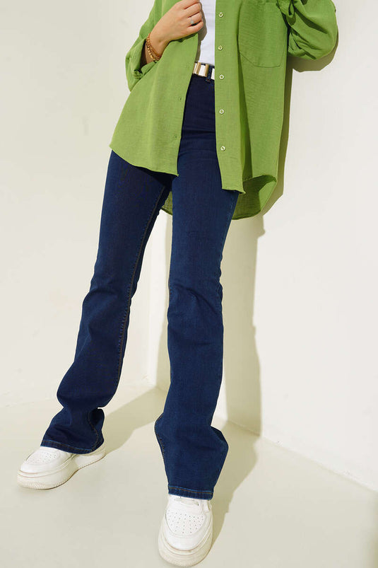 بنطلون جينز اسباني مطرز بالجيب