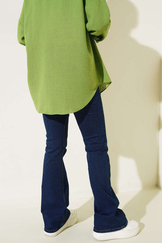 بنطلون جينز اسباني مطرز بالجيب