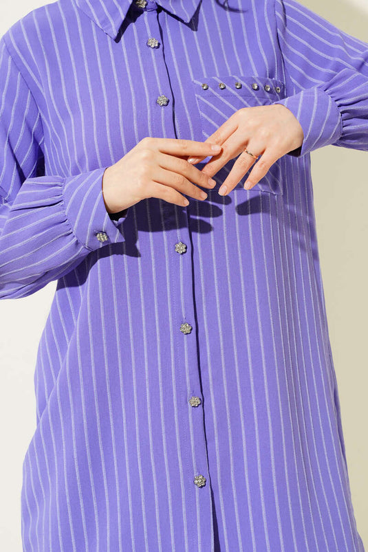 Lilac Striped Shirt with Pocket