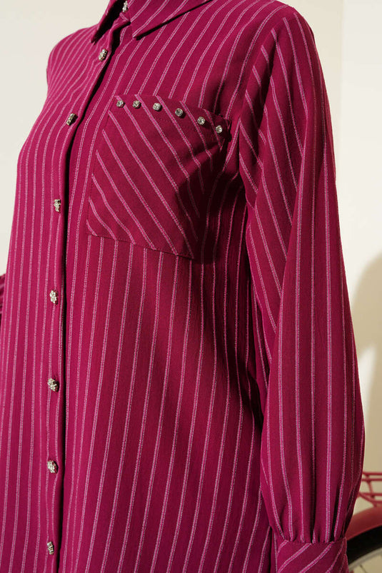 Camicia a righe Pocket Stone Prugna