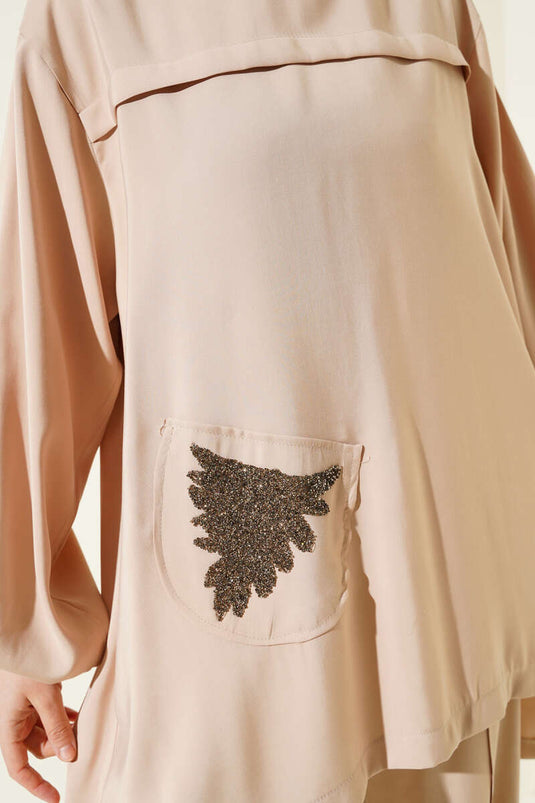 Pocket Stone Casual Tencel Set due pezzi Beige