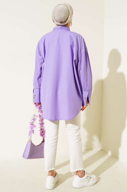 Chemise Chaîne Poches et Poignets Lilas