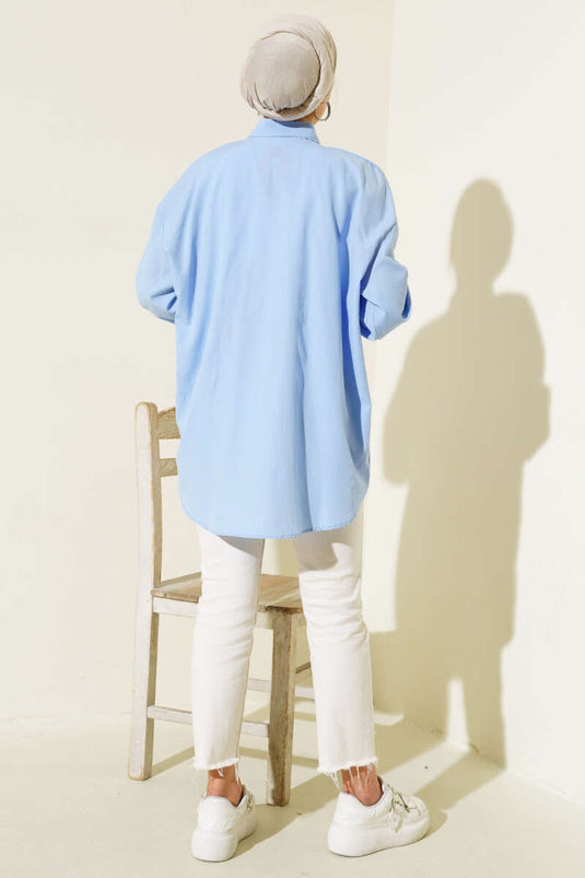 Zak en manchet ketting shirt blauw