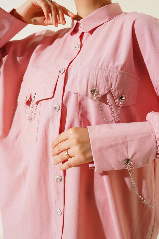 Camicia a catena con tasche e polsini Polvere