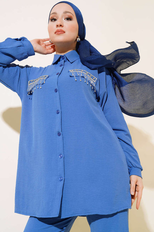 Blue Ayrobin Set with Stone Details