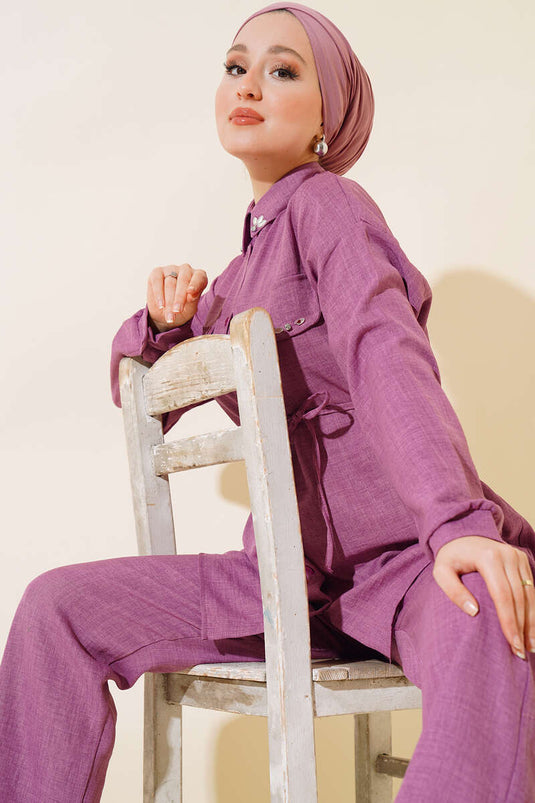 Rose Dust Two-Piece Set with Stone Details