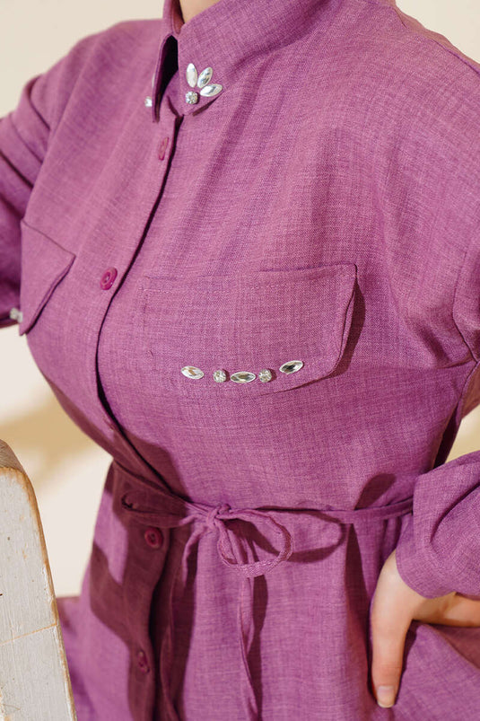 Rose Dust Two-Piece Set with Stone Details