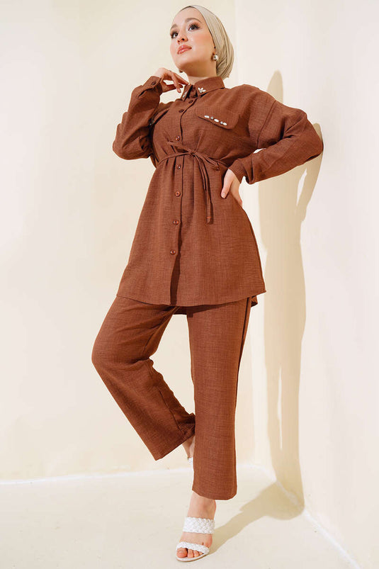 Coffee Two-Piece Set with Stone Detail