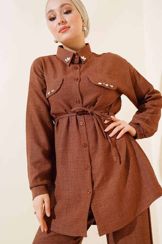 Coffee Two-Piece Set with Stone Detail