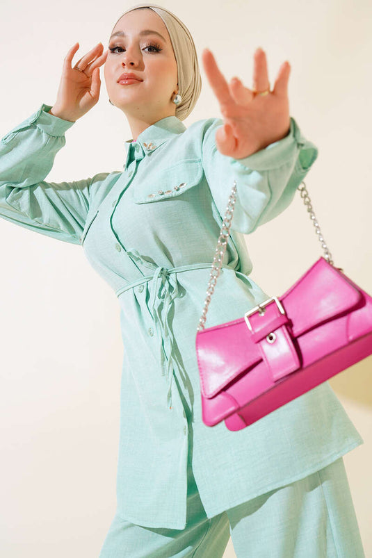 Mint Two-Piece Set with Stone Detail