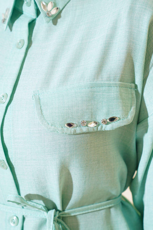 Mint Two-Piece Set with Stone Detail