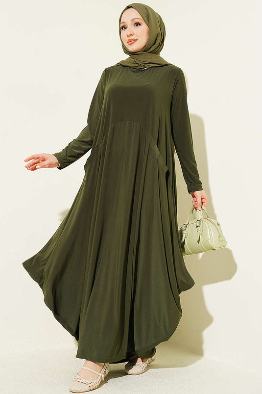 Robe Sand Asymétrique À Poches Kaki
