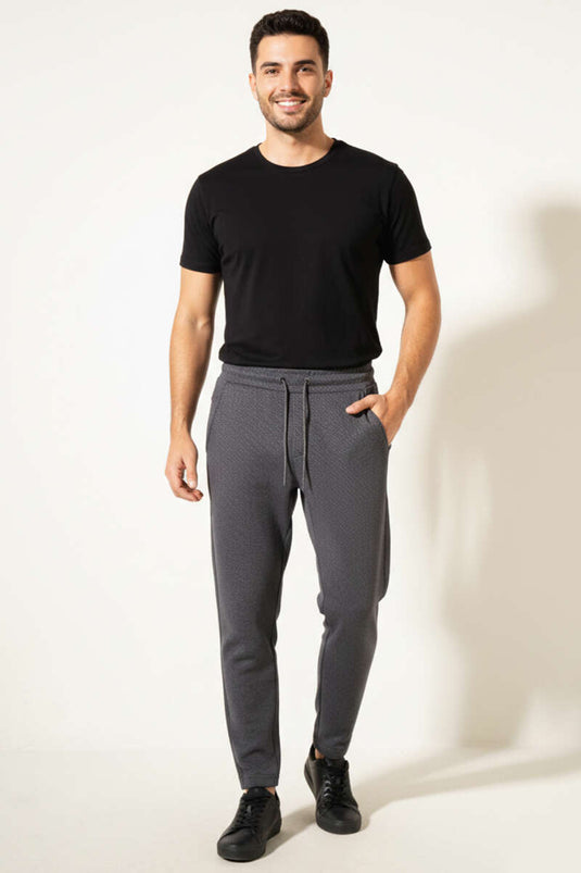 Pantalon de survêtement pour homme avec ceinture élastique à poche, couleur fumée