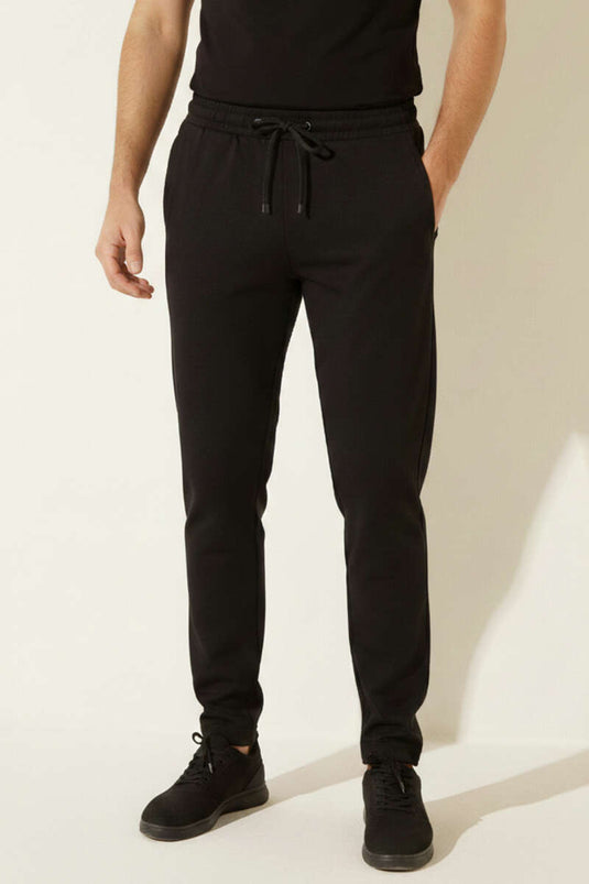 Men's Sweatpants with Pockets and Waistband Elastic Black