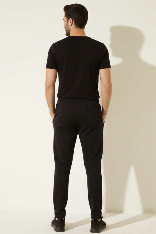 Men's Sweatpants with Pockets and Waistband Elastic Black