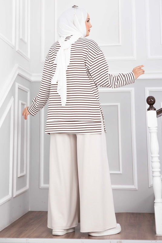 Pantaloni Gonna Con Tasche E Vita Elasticizzata Decorata