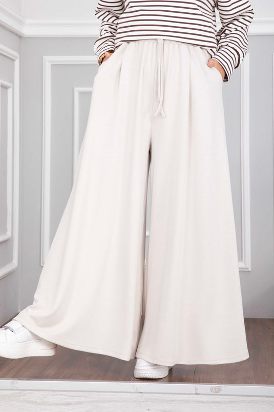 Pantaloni Gonna Con Tasche E Vita Elasticizzata Decorata
