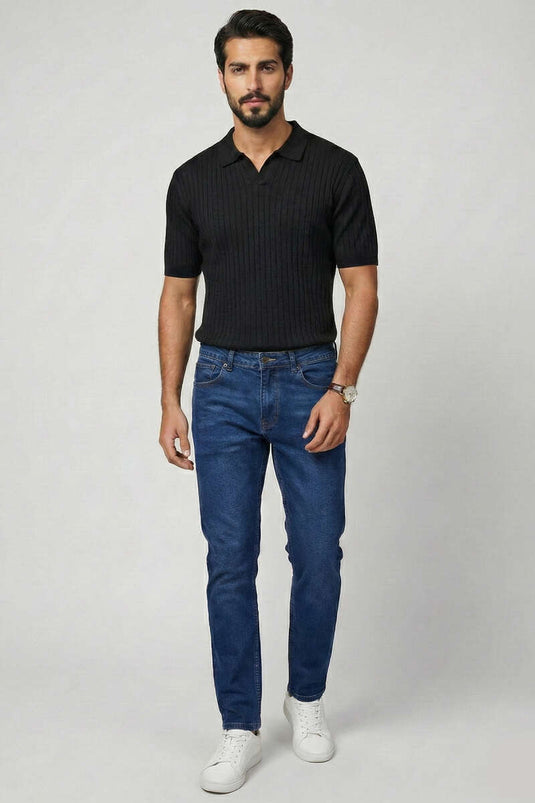 Men's Narrow-Leg Jeans with Pockets Dark Blue