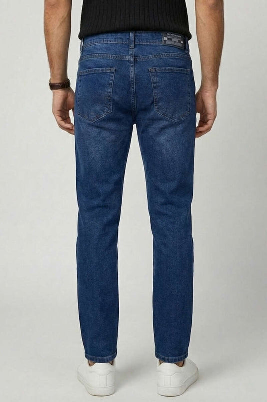 Men's Narrow-Leg Jeans with Pockets Dark Blue