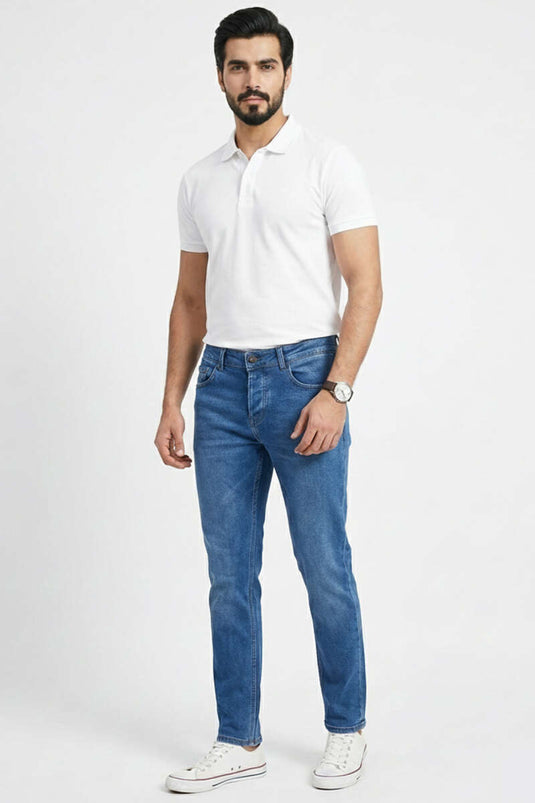 Men's Narrow-Leg Jeans with Pockets Blue