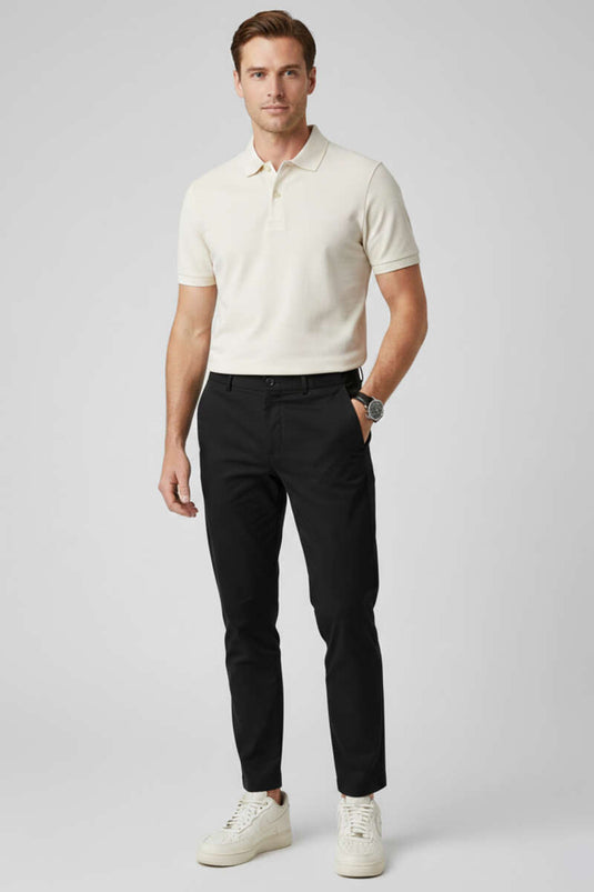 Herren Stoffhose mit Taschen Schwarz