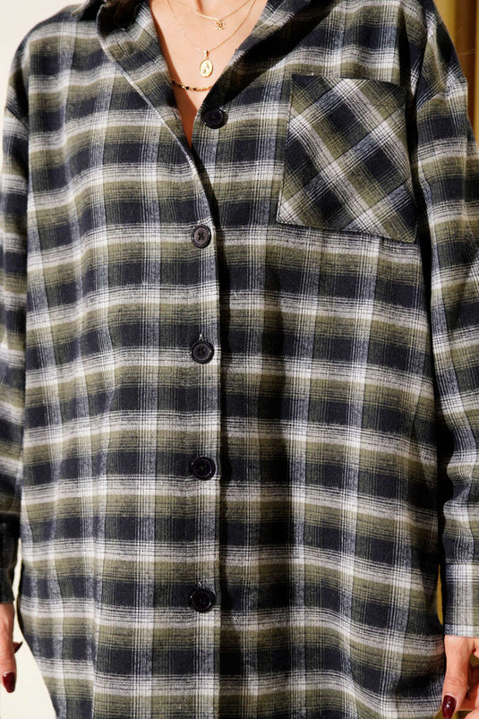 Pocketed Square Striped Shirt, Khaki