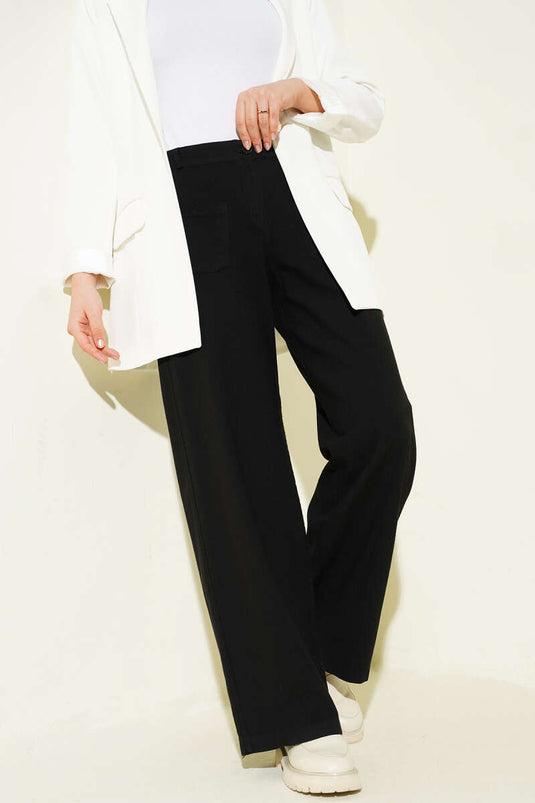 Pantalon à larges jambes en lin Cepli noir