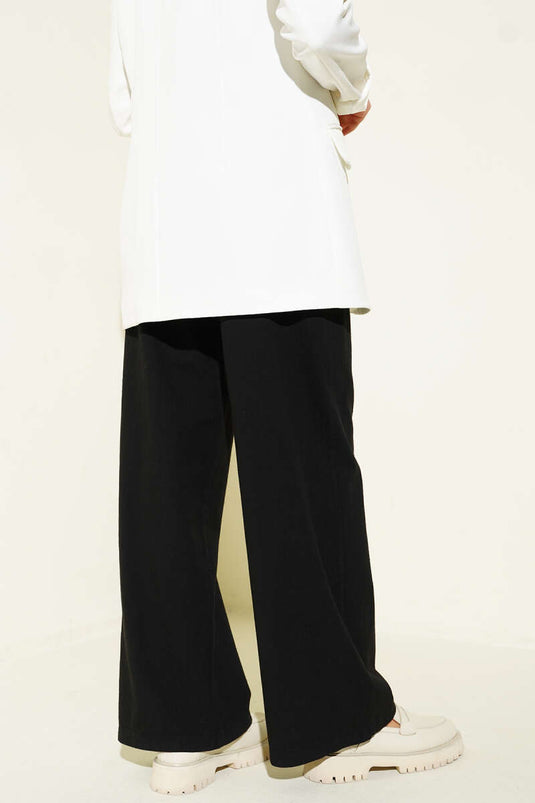 Pantalon à larges jambes en lin Cepli noir