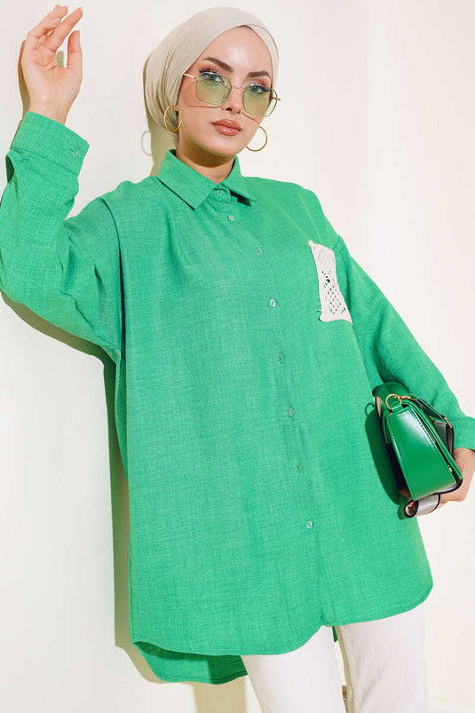 قميص كتان مع جيوب بينيتون