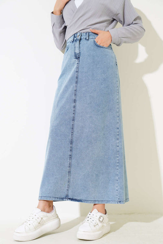 Pocket Denim Skirt Denim Blue