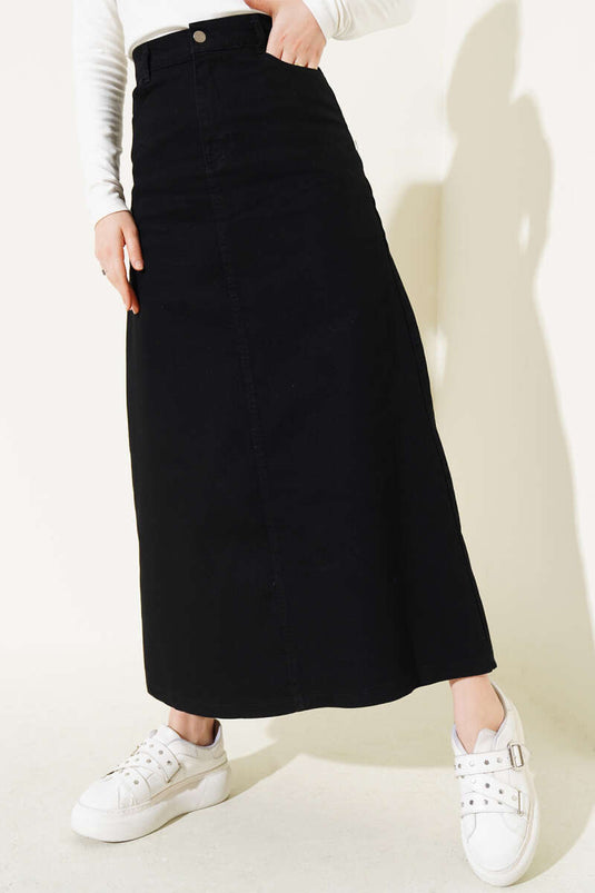Pocket Denim Skirt Black
