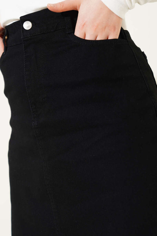 Pocket Denim Skirt Black