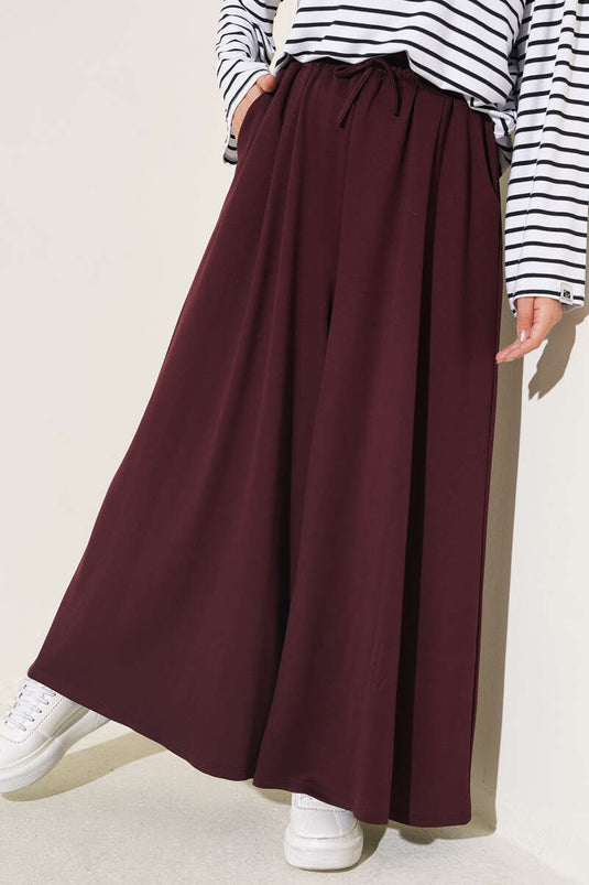 Pantalon Large Bordo Avec Poches