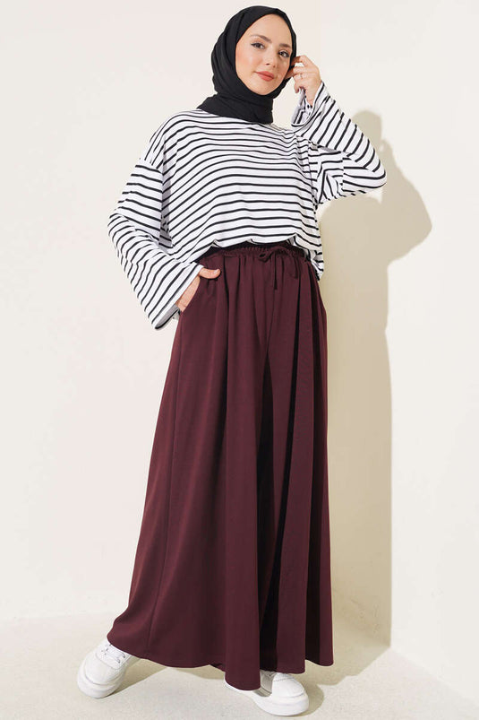 Pantalon Large Bordo Avec Poches