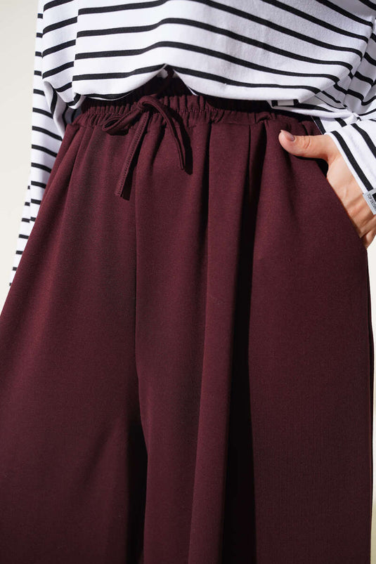 Pantalon Large Bordo Avec Poches