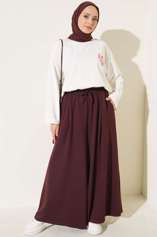 Pantalon Large À Poches En Café