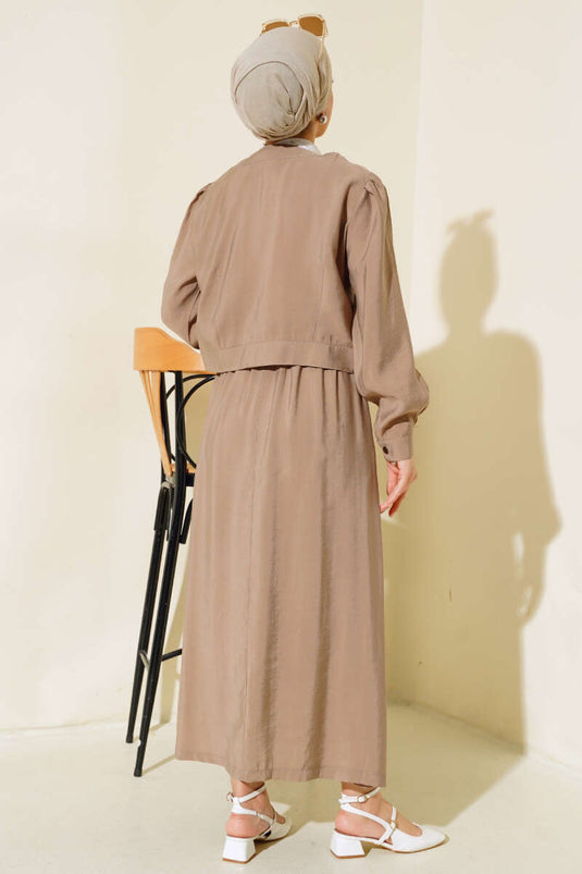 Pocket Metal Button Nederdel Dobbeltdragt Mink