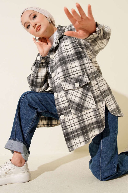 Holzfällerjacke mit Taschen, Rauchgrau