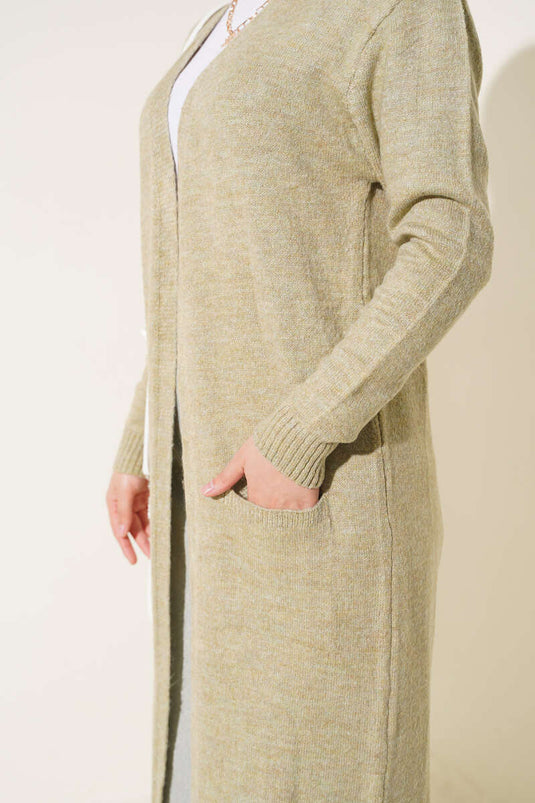 Lange Strickjacke Mit Taschen In Marineblau