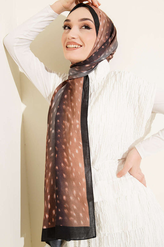 Ceylan Eye Soft Shawl Black Camel