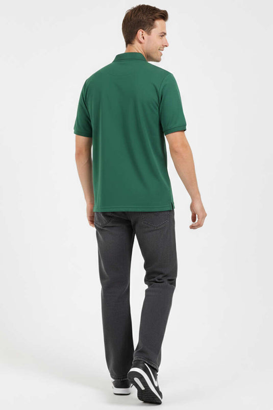 T-shirt homme à col polo imprimé Change vert olive