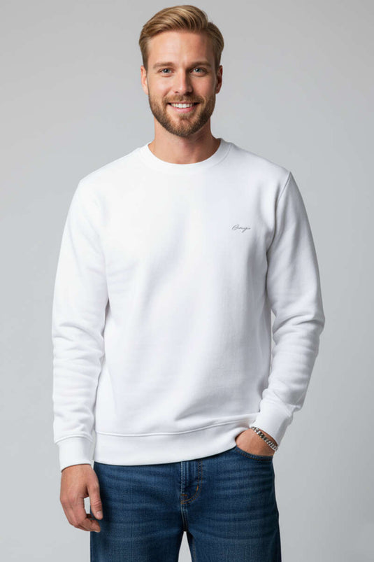 Sweat-shirt homme brodé Change, écru