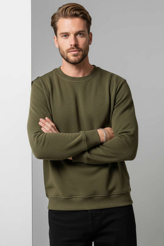 Change Nakışlı Erkek Sweatshirt Haki