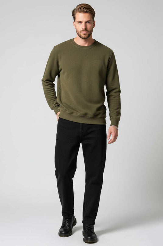 Change Nakışlı Erkek Sweatshirt Haki