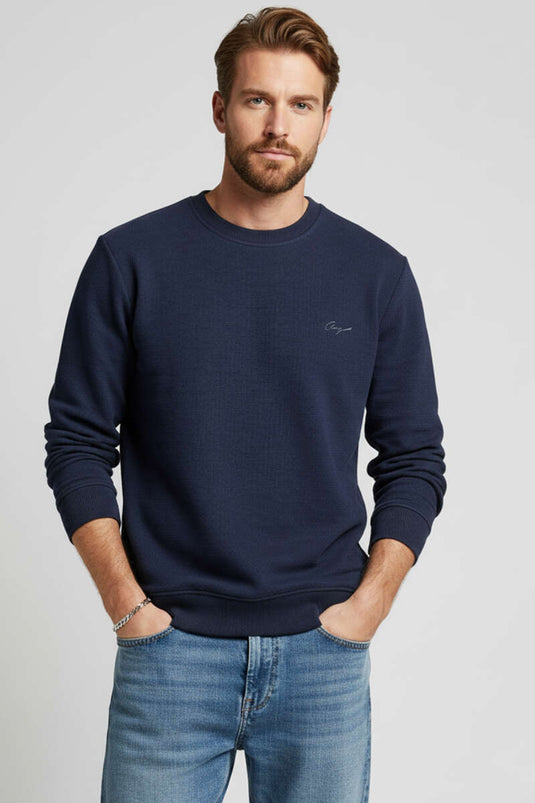 Sweat-shirt homme brodé Change bleu marine