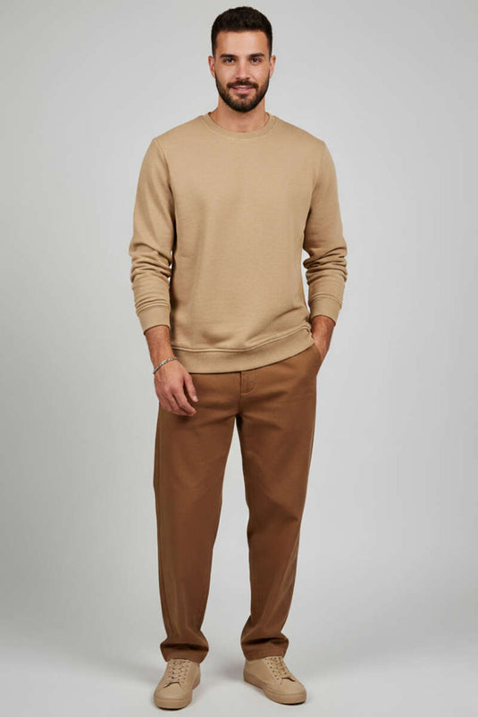 Change Embroidered Men's Sweatshirt Latte