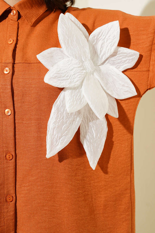Flower Accessory Tunic Two-Piece Set Cinnamon
