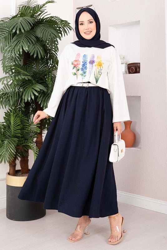 Bluse Mit Blumenmuster - Tunika Ecru